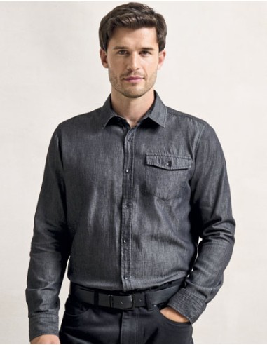 PRE-PR222-Mens Jeans Stitch Denim Shirt